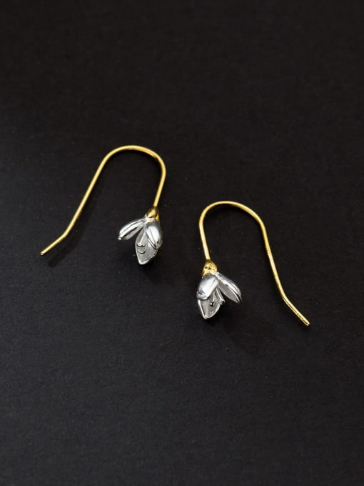 Rosh 925 Sterling Silver Flower Minimalist Hook Earring 0