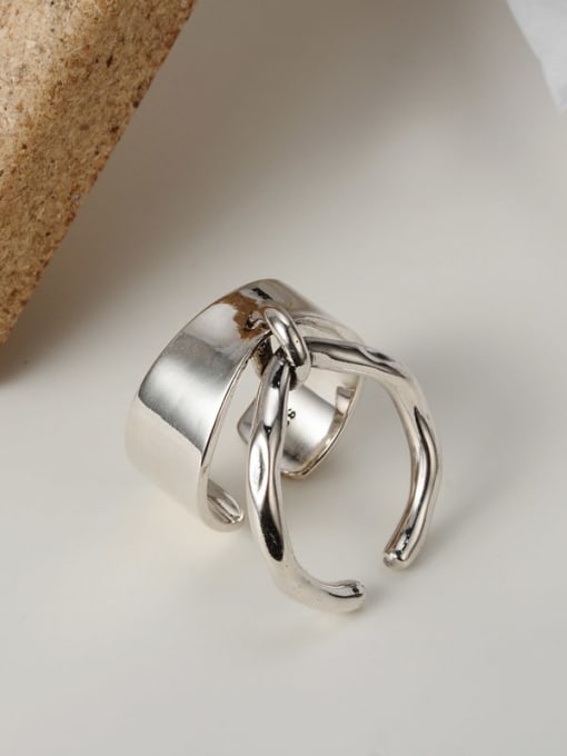 JENNY 925 Sterling Silver Geometric Vintage Band Ring