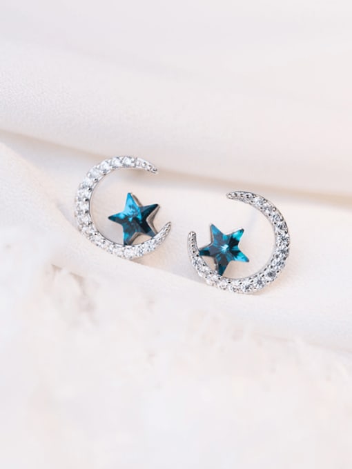 platinum PTEE0142 A 925 Sterling Silver Cubic Zirconia Star Cute Stud Earring