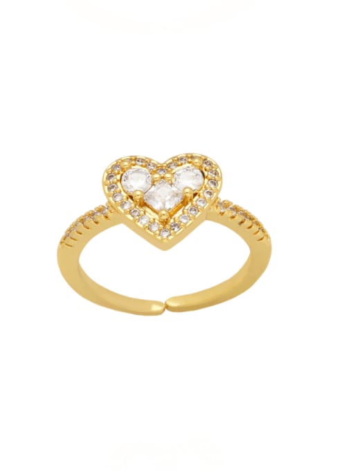 CC Brass Cubic Zirconia Heart Vintage Band Ring 3