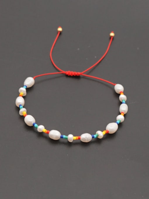 Roxi Stainless steel Freshwater Pearl Multi Color Oval Minimalist Woven Bracelet