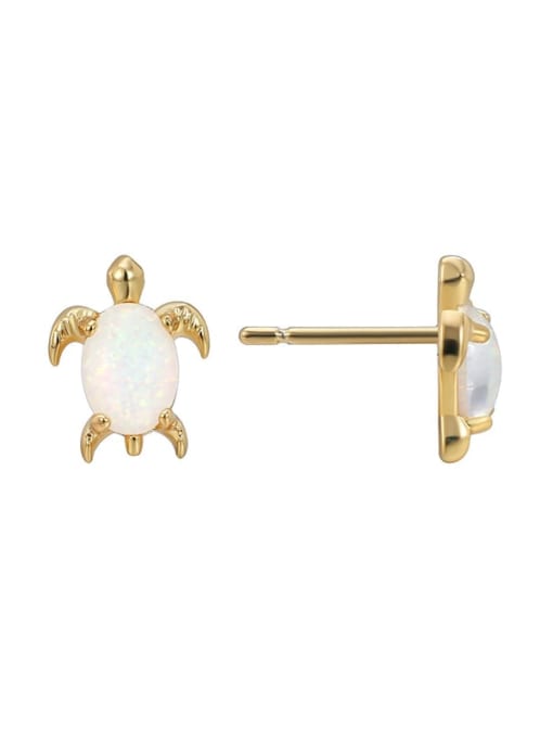 CHARME Brass Opal Turtle Cute Stud Earring 3