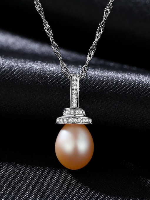CCUI 925 Sterling Silver Freshwater Pearl Pink pendant Necklace 3