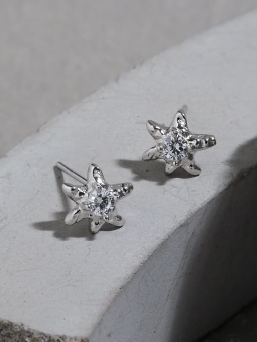 DAKA 925 Sterling Silver Rhinestone Star Minimalist Stud Earring 1