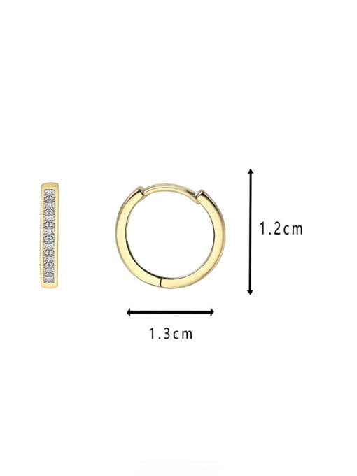 CHARME Brass Rhinestone Geometric Minimalist Huggie Earring 2