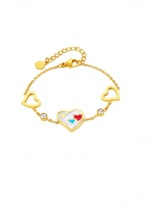 GS1492 gold Stainless steel Shell Heart Minimalist Link Bracelet