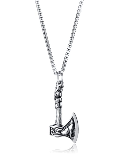 2195 pendant +with pearl chain 3*55cm Titanium Steel Irregular Hip Hop Man Necklace
