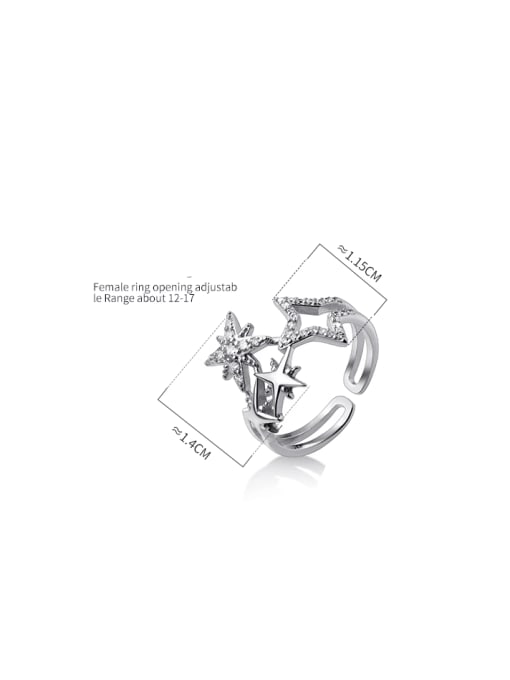 Rosh 925 Sterling Silver Cubic Zirconia Pentagram Dainty Band Ring 3