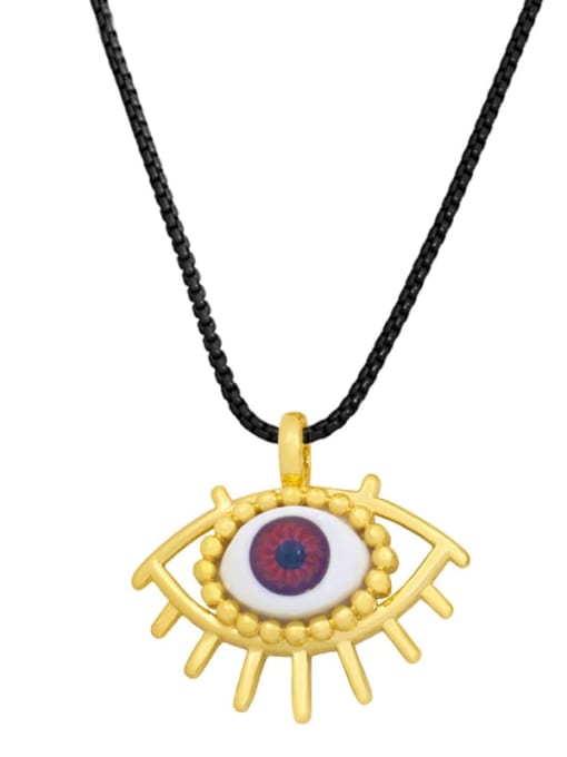 B (red) Brass Enamel Evil Eye Vintage Necklace