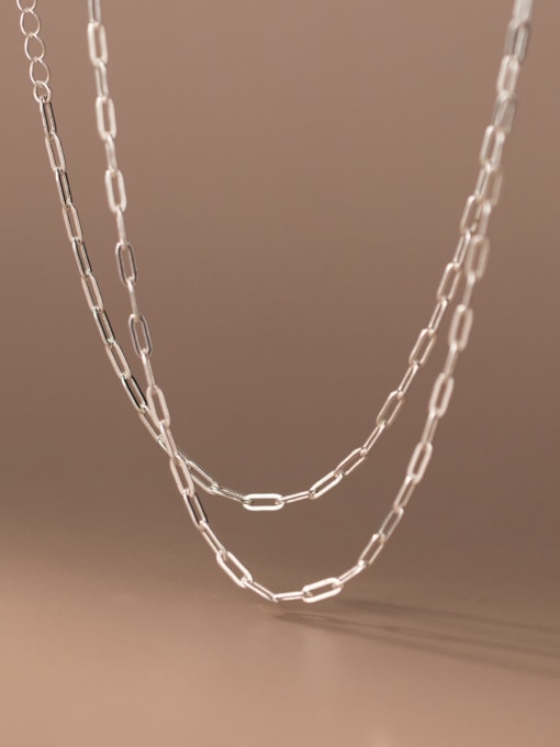Rosh 925 Sterling Silver Irregular Minimalist Hollow Geometric  Chain Necklace 0