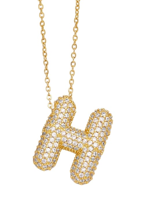 H Brass Cubic Zirconia Letter Minimalist Necklace