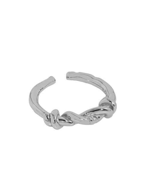 Platinum  Adjustable No.13 925 Sterling Silver Irregular Minimalist Band Ring