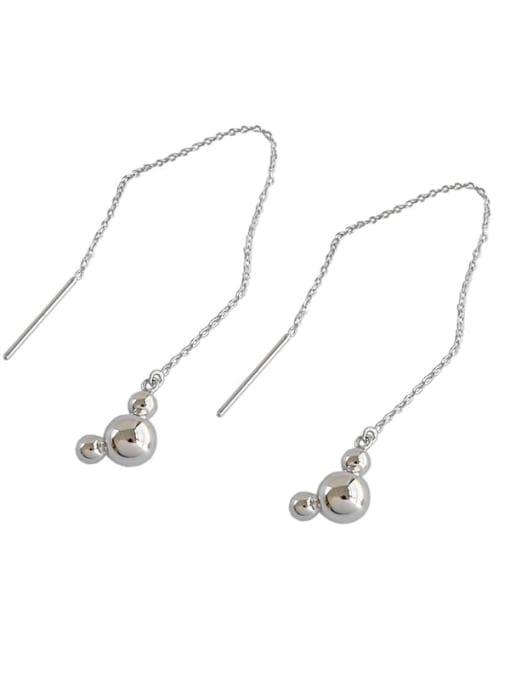 DAKA 925 Sterling Silver Bead Round Minimalist Threader Earring 3
