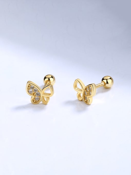 Gold color 925 Sterling Silver Stud Earring