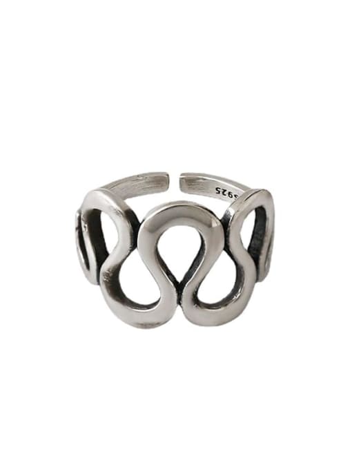 DAKA 925 Sterling Silver Hollow Geometric Vintage Band Ring 3