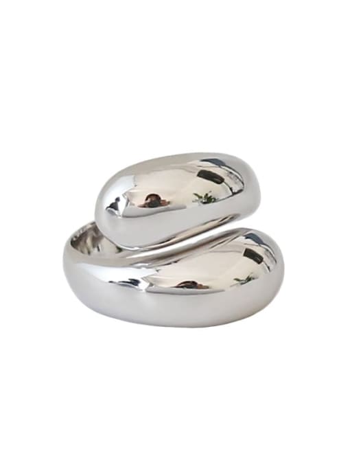 DAKA 925 Sterling Silver Irregular Minimalist  Free Size Band Ring 0