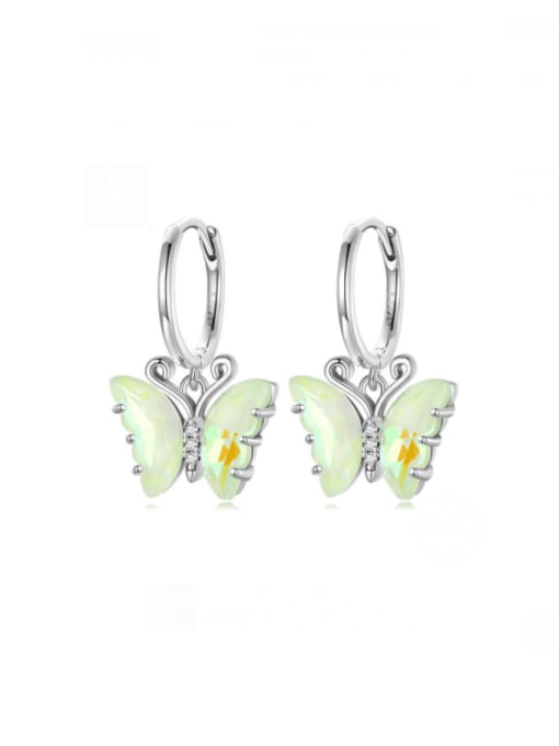 SCE1588 GN 925 Sterling Silver Cubic Zirconia Butterfly Trend Huggie Earring