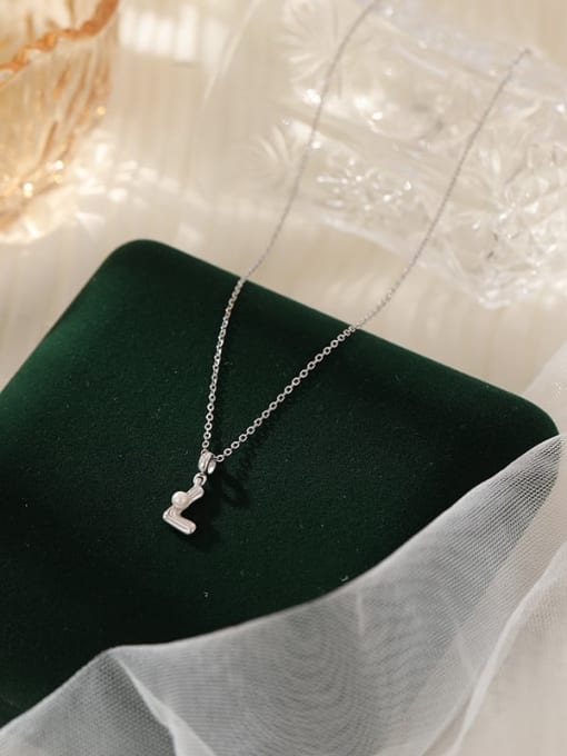 NS1066 【 L 】 925 Sterling Silver Imitation Pearl 26 Letter Minimalist Necklace