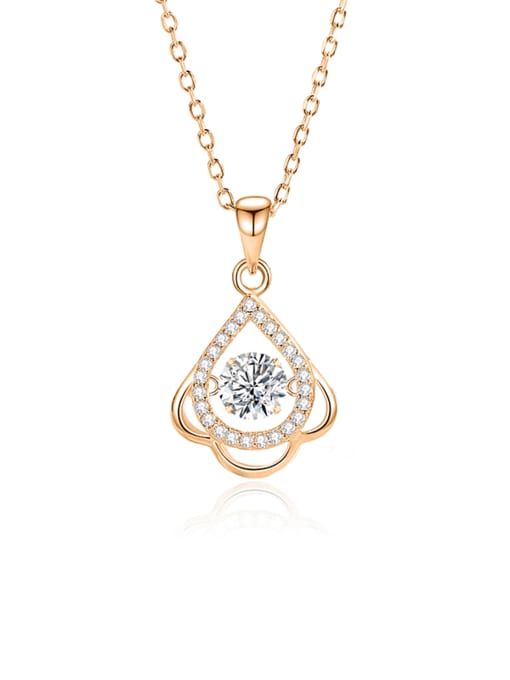 FDTD 036  Rose Gold+White  Zircon 925 Sterling Silver Moissanite Water Drop Dainty Necklace