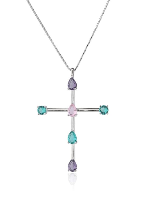 ROSS Copper Crystal Cross Minimalist Regligious Necklace