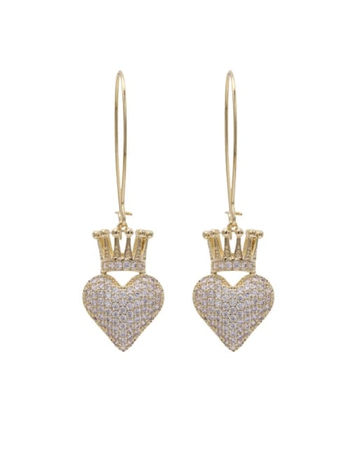 Luxu Brass Cubic Zirconia Heart Bohemia Hook Earring