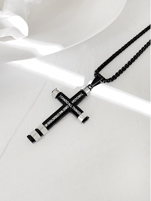 Open Sky Titanium Steel Cross Vintage Regligious Necklace 2