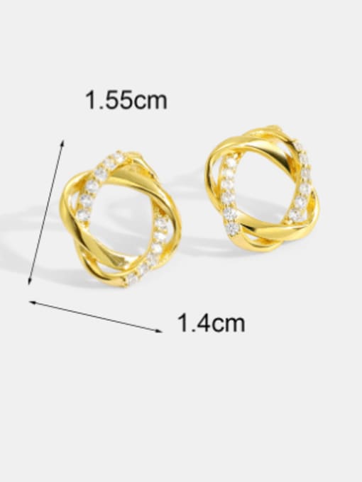 CHARME Brass Rhinestone Geometric Minimalist Stud Earring 2