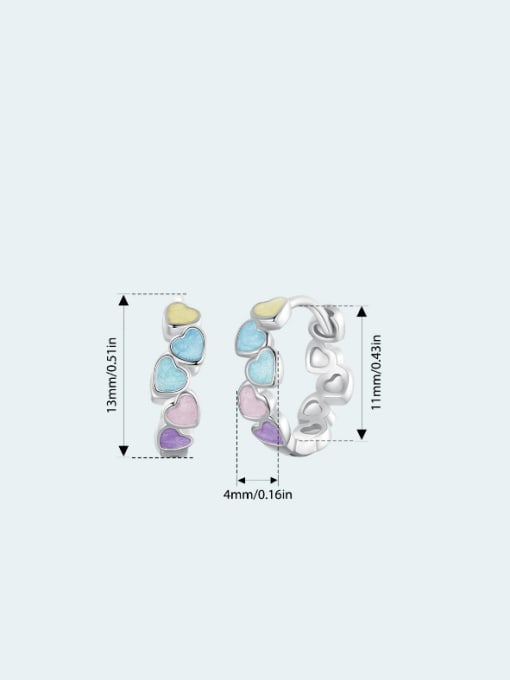 Jare 925 Sterling Silver Enamel Heart Minimalist Huggie Earring 2