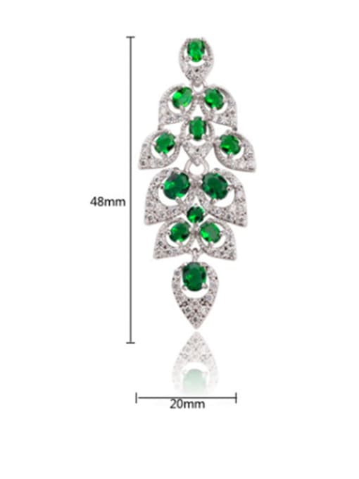 BLING SU Copper Cubic Zirconia Leaf Luxury Chandelier Earring 2