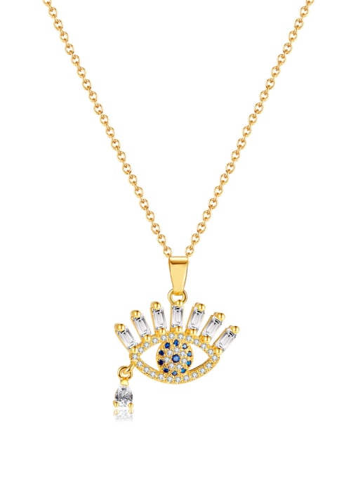 GDX109 gold Stainless steel Cubic Zirconia Evil Eye Hip Hop Necklace