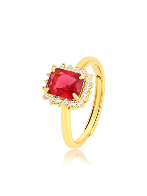 Ruby red Alloy Cubic Zirconia Geometric Minimalist Band Ring