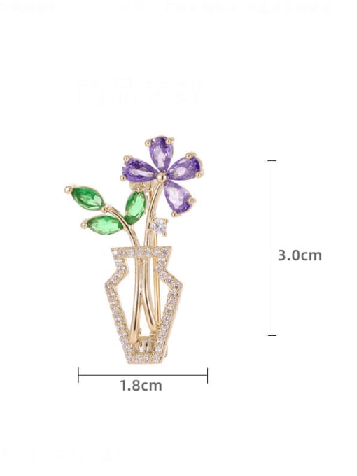 Luxu Brass Cubic Zirconia Flower Cute Brooch 2