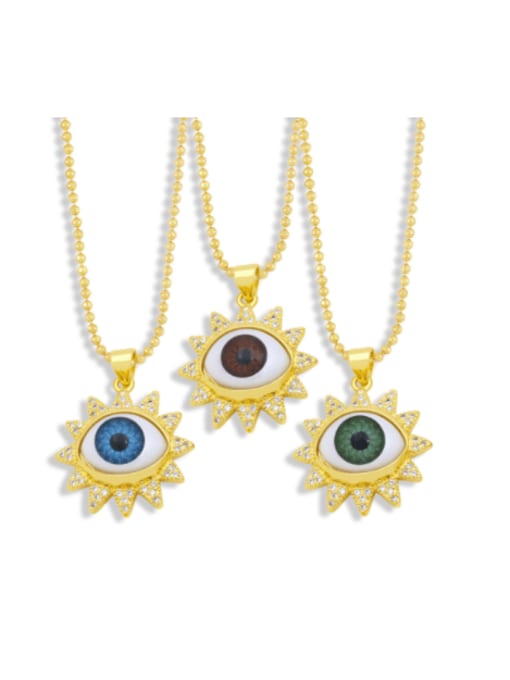 CC Brass Rhinestone Enamel Evil Eye Vintage Necklace 0