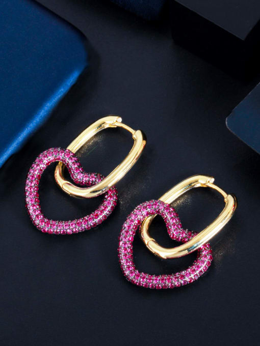 heart-shaped Brass Cubic Zirconia Geometric Luxury Stud Earring