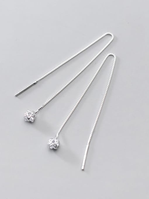 Rosh 925 Sterling Silver Cubic Zirconia Tassel Minimalist Threader Earring 4