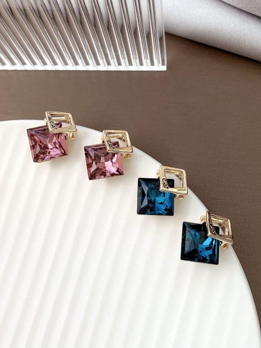 Luxu Brass Crystal Geometric Luxury Drop Earring 2