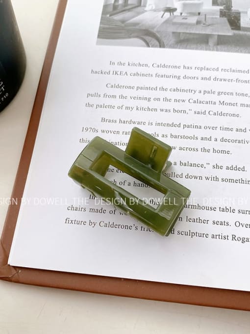 Mustard Green Cube Trend Geometric Alloy Resin Jaw Hair Claw
