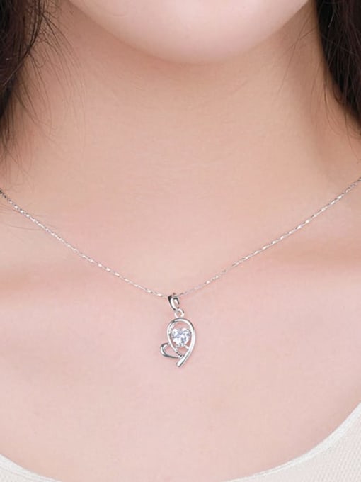 XP Alloy Cubic Zirconia Heart Dainty Necklace 1
