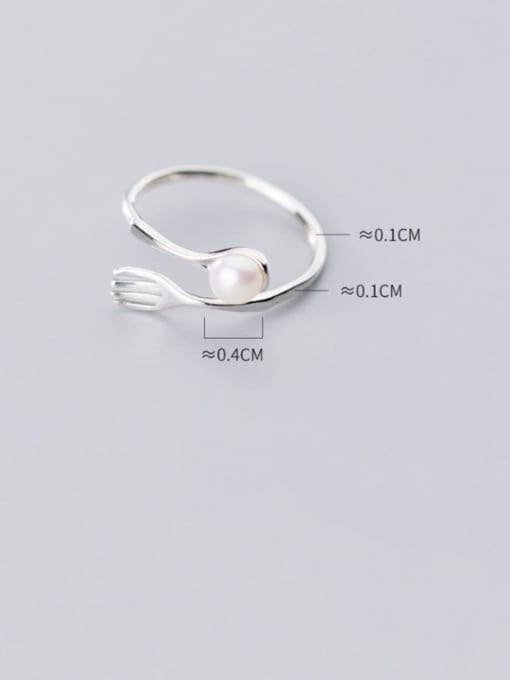 Rosh 925 sterling silver imitation pearl white irregular minimalist free size ring 3
