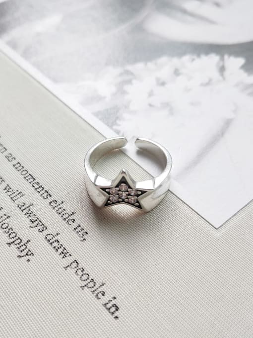 Boomer Cat 925 Sterling Silver  Vintage  Star Band Ring 1