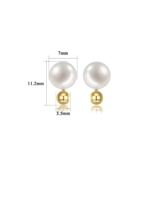 CCUI 925 Sterling Silver Imitation Pearl Geometric Minimalist Stud Earring 2