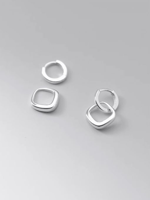 Rosh 925 Sterling Silver Geometric Minimalist Huggie Earring 0