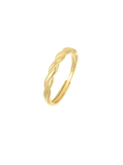 RS1054 【 Gold 】 925 Sterling Silver Twist  Geometric Vintage Band Ring
