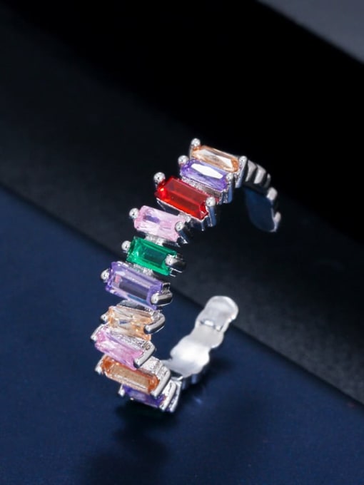 Ring (Platinum) Copper Cubic Zirconia Luxury Irregular Ring And Earring Set