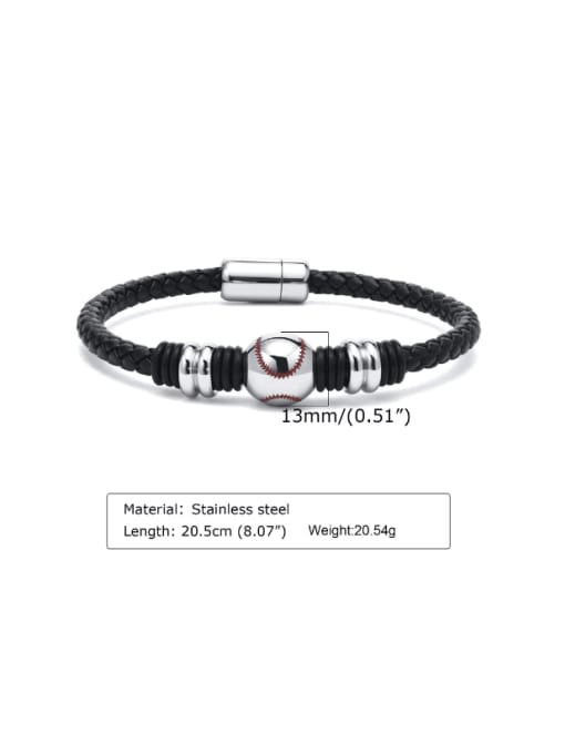 CONG Stainless steel Leather Geometric Hip Hop Handmade Weave Bracelet 2