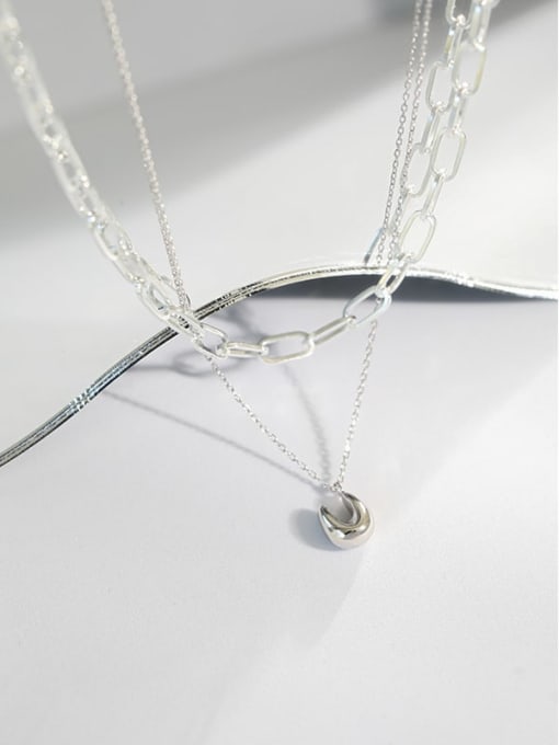 DAKA 925 Sterling Silver Geometric Minimalist U shape Pendant Necklace 2