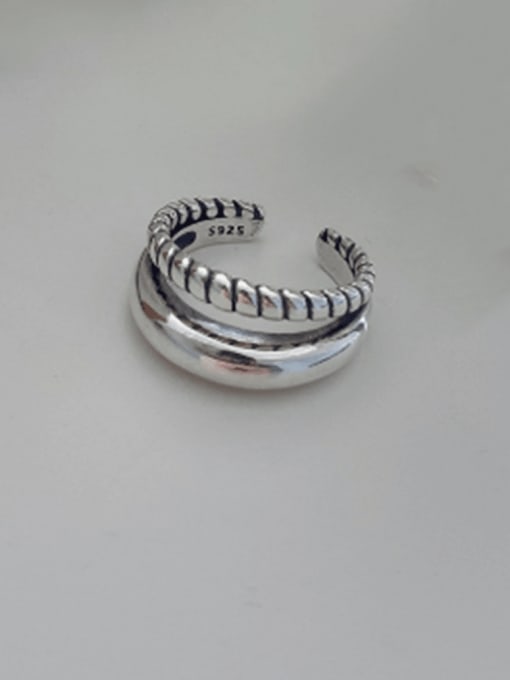 Boomer Cat 925 Sterling Silver Vintage Double Woven  Free Size Ring 0