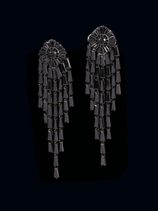 Luxu Brass Cubic Zirconia Tassel Luxury Cluster Earring 4