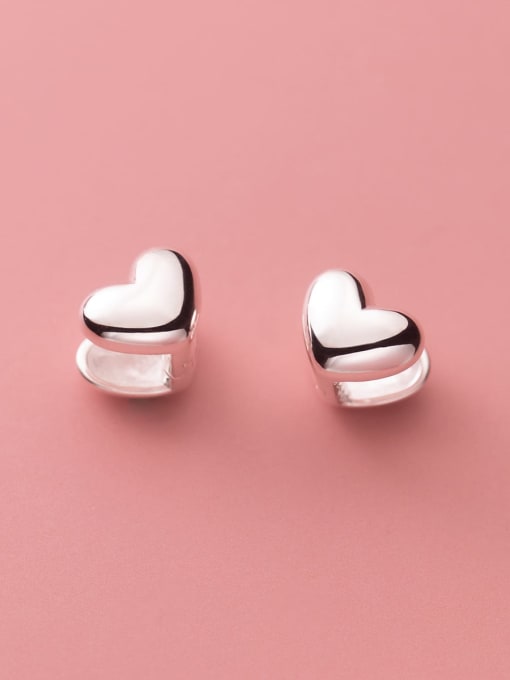 Rosh 925 Sterling Silver Smooth  Heart Minimalist Stud Earring 0
