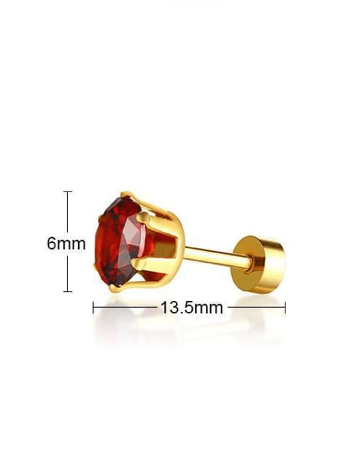 Red Diamond (Single) Titanium Steel Cubic Zirconia Geometric Minimalist Stud Earring((Single-Only One)